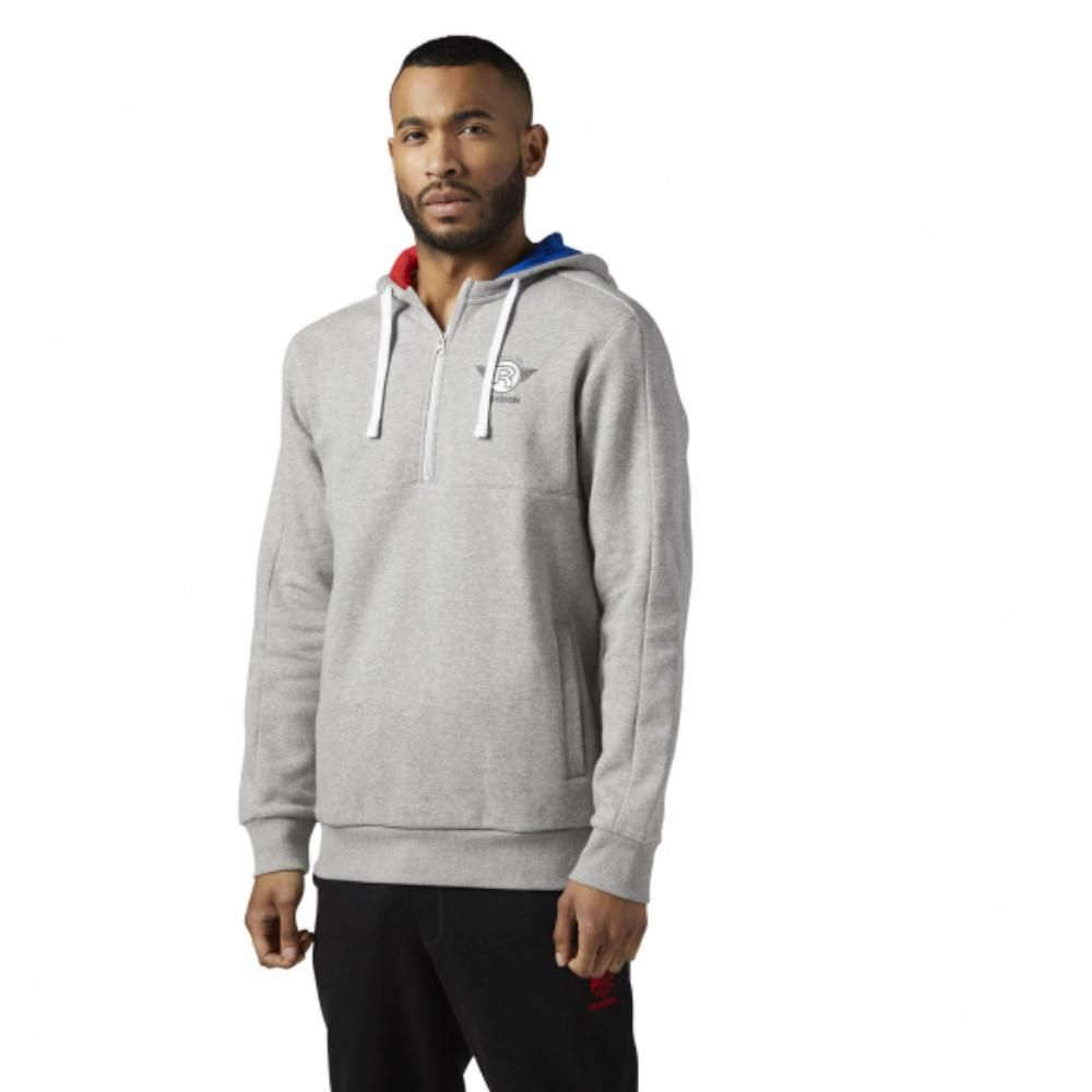 Удобная мужская толстовка Reebok F Gr Half Zip Hoody Mgreyh