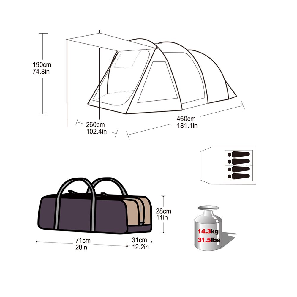 King Camp - Большая туристическая палатка 3057 Milan 4