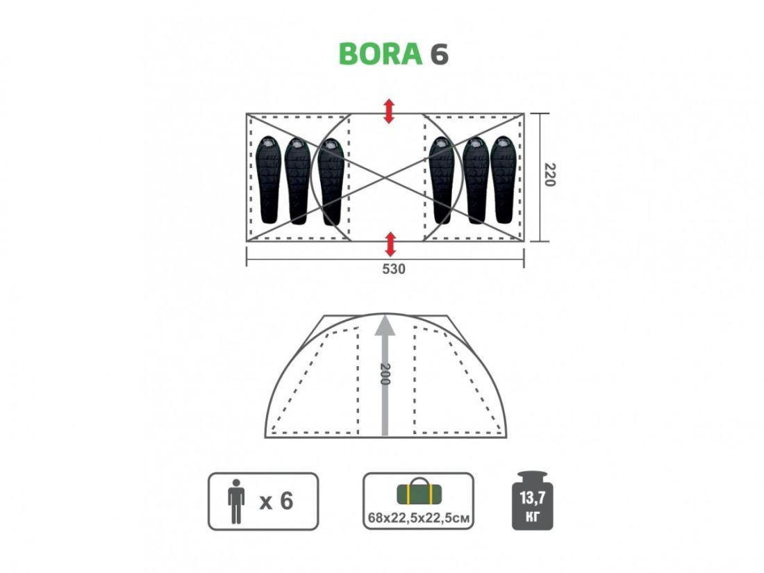 Палатка Helios Bora-6