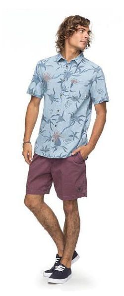 Quiksilver - Гавайская мужская рубашка с коротким рукавом Shakka Mate
