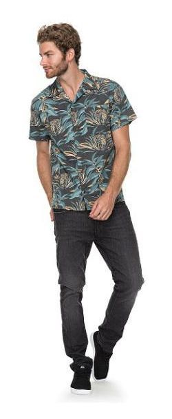 Quiksilver - Разноцветная мужская рубашка с коротким рукавом Aloha Tiger