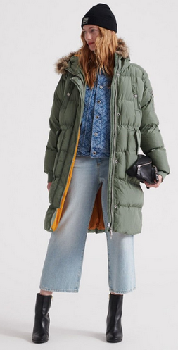 Superdry - Зимнее женское пальто Luxe Longline Puffer
