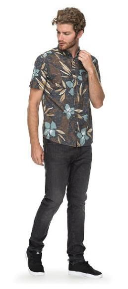 Quiksilver - Летняя мужская рубашка с коротким рукавом Sslinenprintshi Mallard Linen