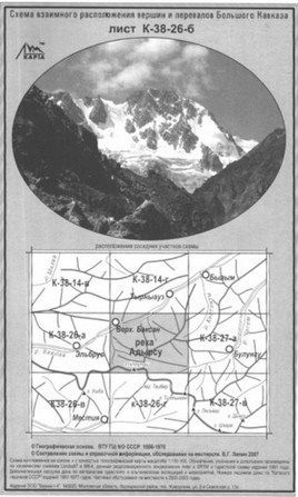 Литература - Схема взаимного расположение вершин и перевалов Большого Кавказа &quot;Река Адырсу&quot;