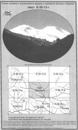 Литература - Cхема взаимного расположение вершин и перевалов Большого Кавказа &quot;Гора Эльбрус&quot;