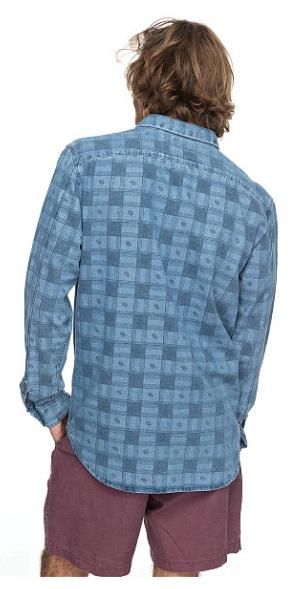 Quiksilver - Практичная мужская рубашка с длинным рукавом Full Rail Indigo