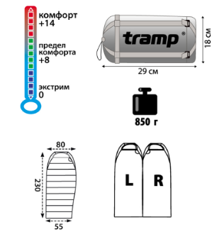 Tramp - Спальный мешок ультралёгкий Mersey (комфорт +14)