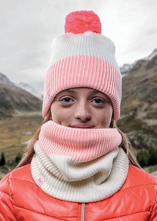Buff - Нежная детская шапка Junior Knitted & Polar Hat Audny Fog