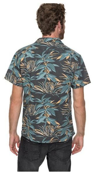 Quiksilver - Разноцветная мужская рубашка с коротким рукавом Aloha Tiger