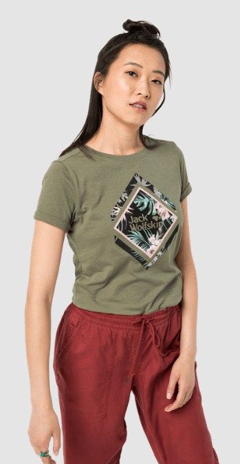 Ультрамодная хлопковая футболка Jack Wolfskin Tropical Square T W