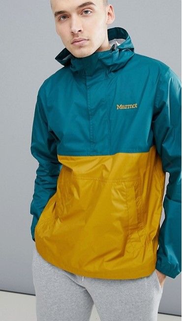 Marmot - Зелено-желтая водонепроницаемая куртка с капюшоном PreCip
