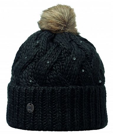 Buff - Зимняя шапка с помпоном Knitted Hats Buff Nadia Chic Black