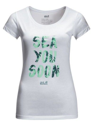 Хлопковая футболка для женщин Jack Wolfskin Sea You Soon T W