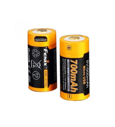 Fenix - Аккумулятор для фонаря 16340 700 mAh Li-ion с разъемом для USB