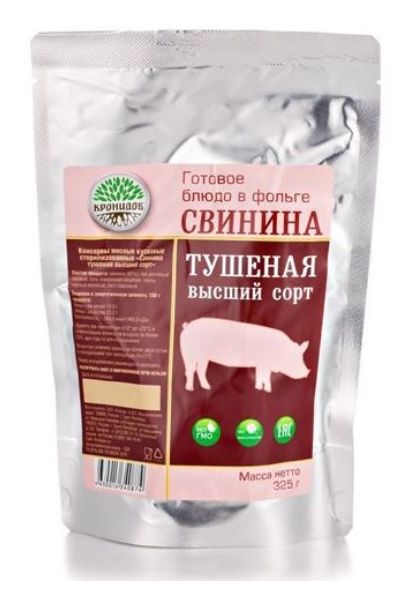 Кронидов - Тушенка Свинина тушеная, высший сорт 325 гр