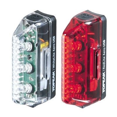 Topeak - Комплект фонарей Aero USB 1W Combo, WhiteLite & RedLite kit, w/super bright COD LED