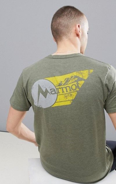 Marmot - Зеленая футболка с логотипом на груди Marwing