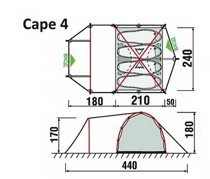 Четырехместная палатка для кемпинга GreenLand Cape 4