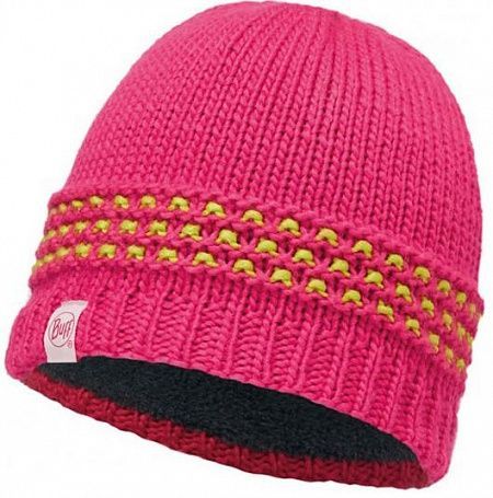 Buff - Яркая детская шапка Junior Knitted & Polar Hat Buff Jambo Pink Azalea