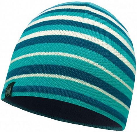Buff - Яркая шапка в полоску Knitted & Polar Hat Laki Stripes Lake Blue