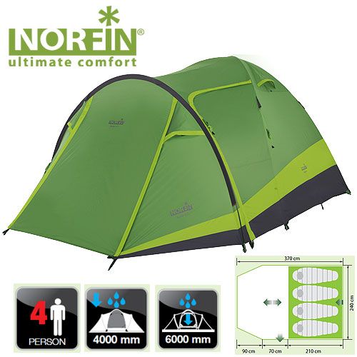 Norfin - Палатка кемпинговая 4-х местная Rudd 3+1 NF