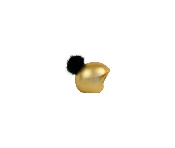 Эластичный нашлемник с помпоном Coolcasc E006 Gold Black ponpon