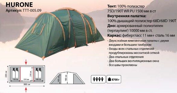 Totem - Двухкомнатная кемпинговая палатка Hurone 4