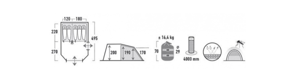 High Peak - Большая кемпинговая палатка Durban 5