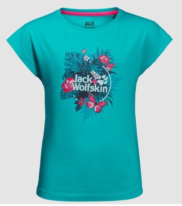 Jack Wolfskin - Яркая футболка для девочек Tropical T Girls
