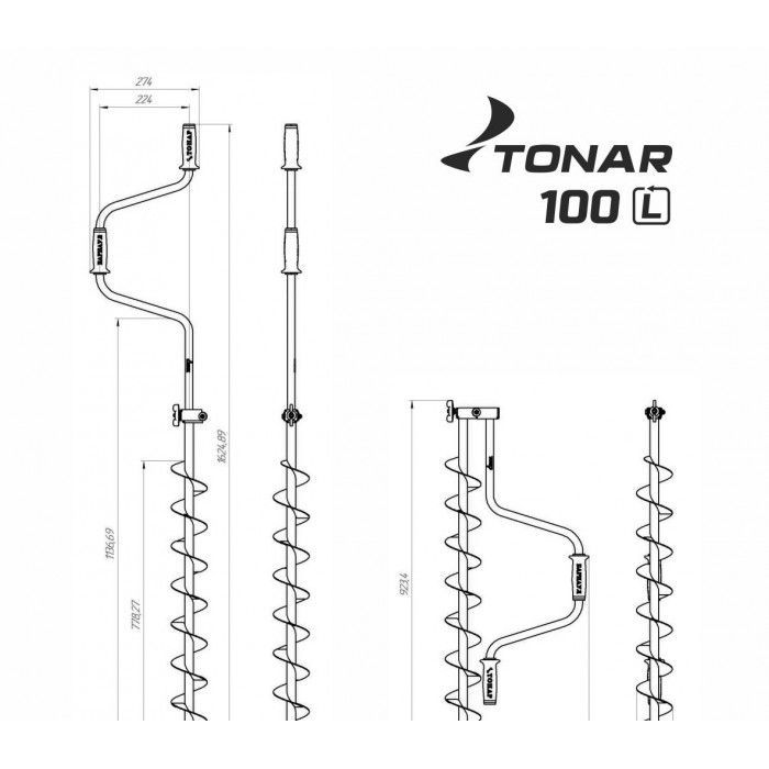 Одноручный спортивный ледобур Тонар ЛР-100С