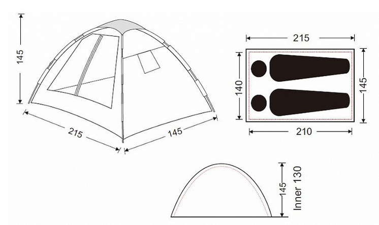 Современная палатка-полуавтомат King Camp 3093 Monza 2
