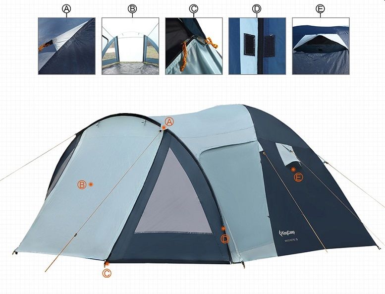 King Camp - Трехместная палатка 3008 Weekend Fiber